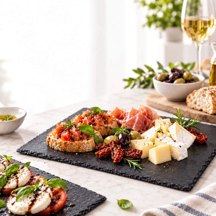 Set of 6 Slate Plates for Sushi, Cheese and Bread, Anthracite
