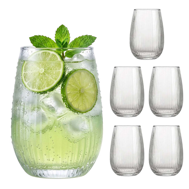 6 skaidrių stiklinių rinkinys, 400 ml talpa