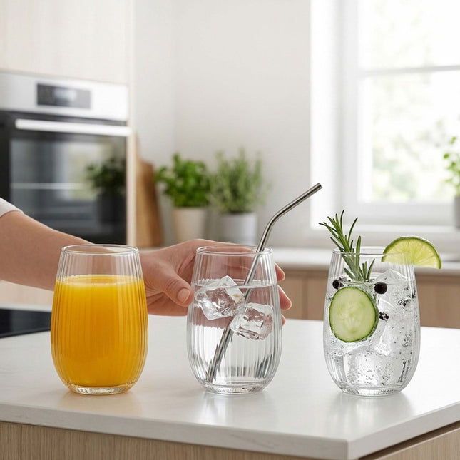 6 skaidrių stiklinių rinkinys, 400 ml talpa