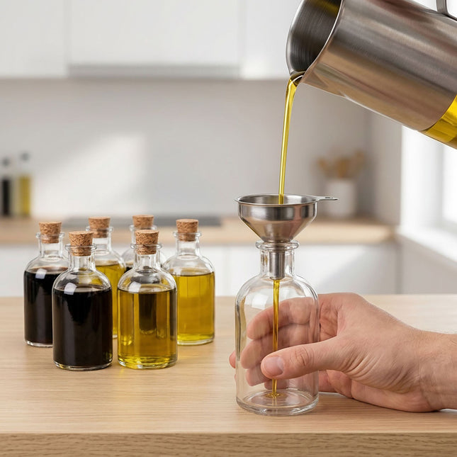 8 stiklinių butelių su kamščiais rinkinys – 150 ml, apvalūs