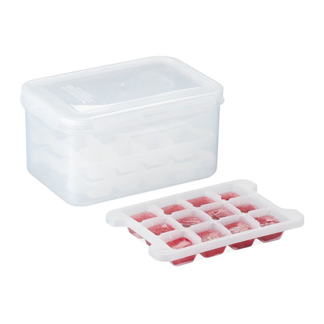 Set of ice cube molds with box and lid