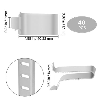 Shelf Clips, 40 Pack Adjustable Steel Pilaster, Silver