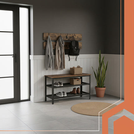 Shoe Rack with Hanger, Bench & 2 Shelves, 73cm
