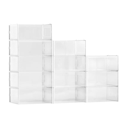 Shoe Storage Boxes, 12-Pack Stackable, Fits US 11