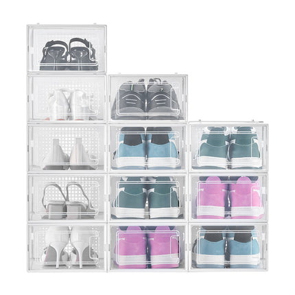 Shoe Storage Boxes, 12-Pack Stackable, Fits US 11