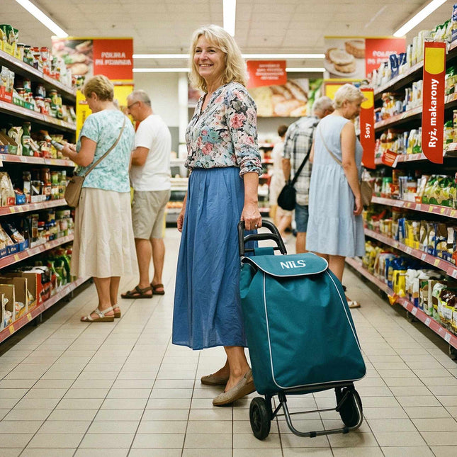 Apsipirkimo vežimėlis 40L, izoliuotas, sulankstomas, turkio spalvos