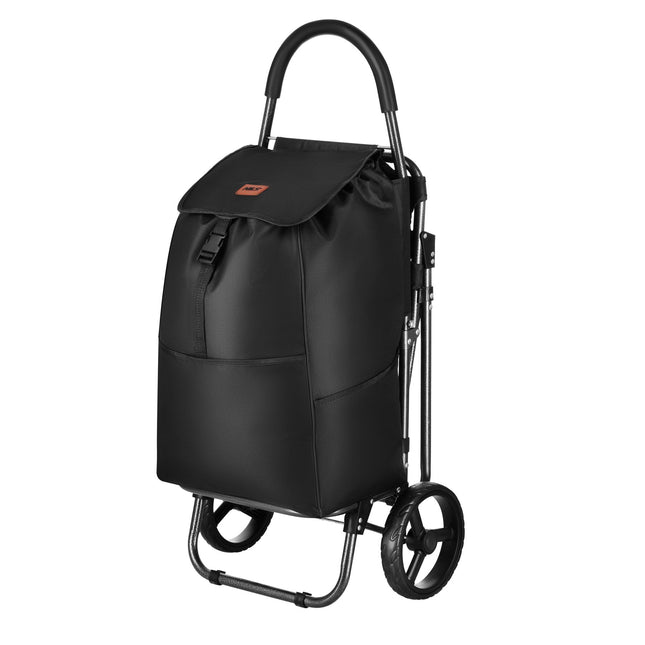 Pirkinių vežimėlis su sėdyne, 40 l, juodas, plieninis rėmas