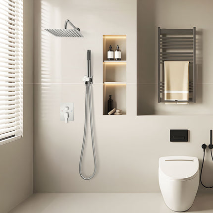 Shower Faucet Set, 10-Inch Square Rain Head, Handheld