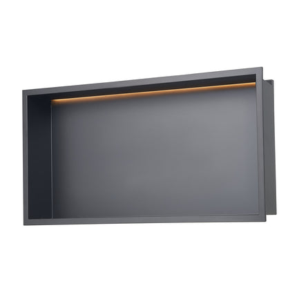 Shower Niche, Recessed Wall, LED, 304 Stainless, Black