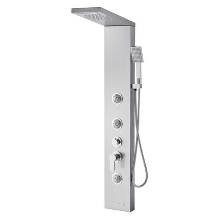 Shower Panel Tower, 53 In Stainless Steel, Rainfall, 5-Function