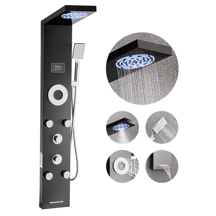 Shower Panel Tower System 53 In, LED, 6-Function