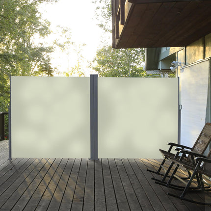 Šoninė markizė, apsauganti nuo privatumo ir saulės, šoninė roleto žaliuzė, apsauga nuo UV spindulių, poliesteris, kreminė, 600 x 160 cm
