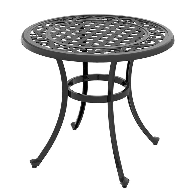 Šoninis staliukas, sodo stalas, terasos staliukas su aliuminio rėmu, kavos staliukas gali atlaikyti iki 50 kg sodui, balkonui, juodas, 60 x 60 x 53 cm