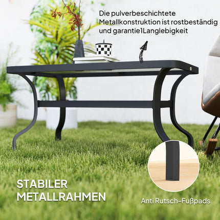 Coffee table in tempered glass, wave design, 95x55 cm, black