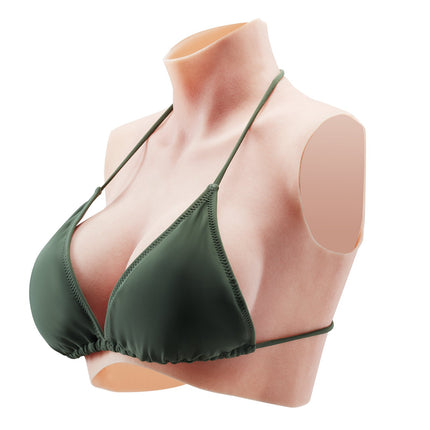 Silicone Breastplate, C-Cup High Neck, Ivory