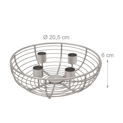 Sidabrinis metalinis vielos Advento vainiko laikiklis – 20,5 cm