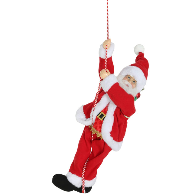 Dainuojantis laipiojantis Kalėdų Senelis 60 cm su dovana ir garsu