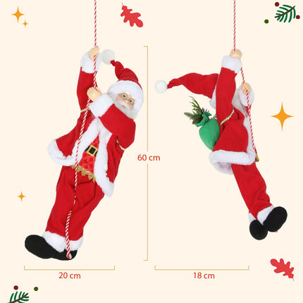 Dainuojantis laipiojantis Kalėdų Senelis 60 cm su dovana ir garsu