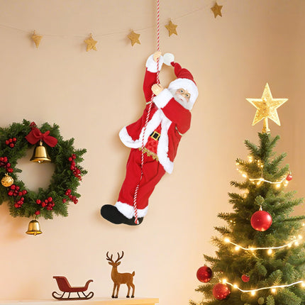 Dainuojantis laipiojantis Kalėdų Senelis 60 cm su dovana ir garsu