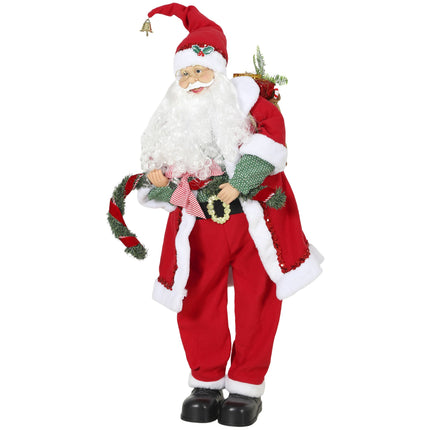 Singing Santa Figure 120 cm with Garland and Gift Sack, Sound Activated, Red