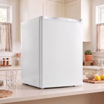 Single-Door Mini Fridge 72.5 L with Chiller Compartment, Thermostat, White