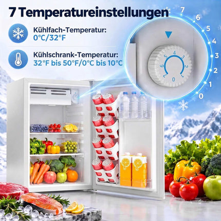 Single-Door Mini Fridge 72.5 L with Chiller Compartment, Thermostat, White