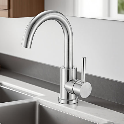 Single Handle Sink Faucet, Brushed Nickel, Anti-Splash 360