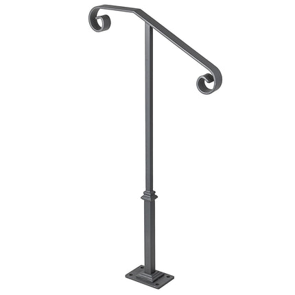 Single Post Wrought Iron Handrail for 1–2 Steps, Hardware