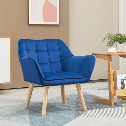 Velvet Wingback lounge chair, blue, raised legs, 67x61.5x71 cm