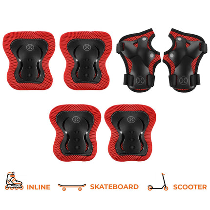 Skating Protective Gear Set, Wrist Elbow Knee, Red S