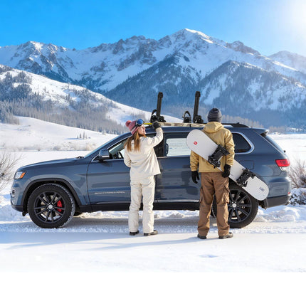 Ski and Snowboard Roof Rack, 4 Skis or 2 Boards, Lock