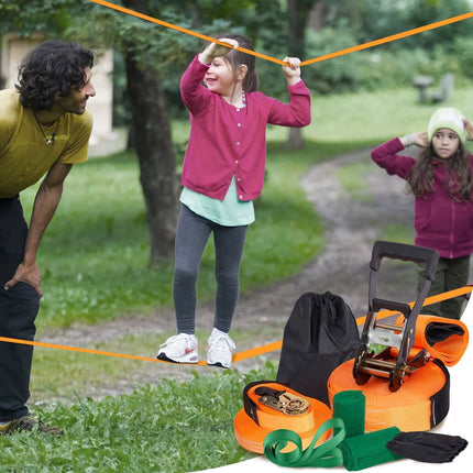 Slackline Kit, 60 ft Training Line, Tree Protectors, Bag