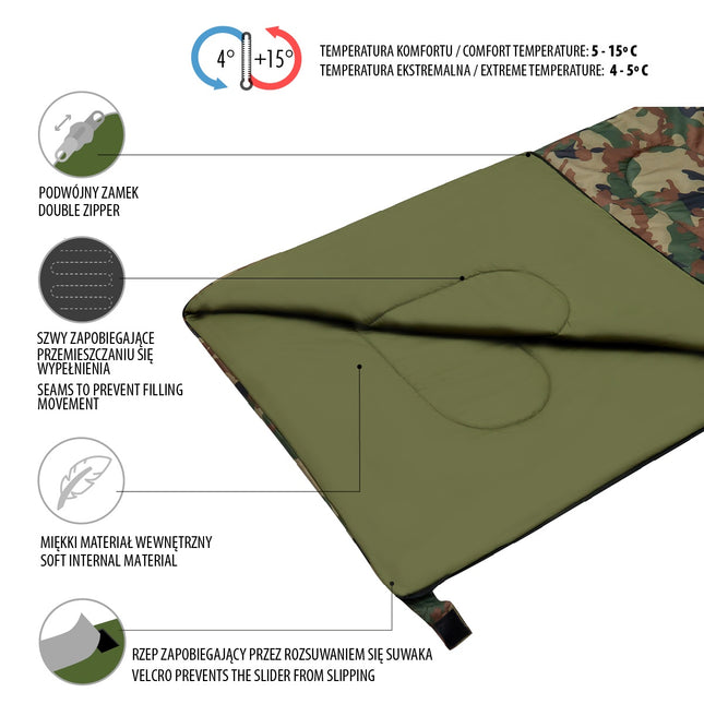 Miegmaišis, lengvas, kompaktiškas, skirtas stovyklavimui lauke