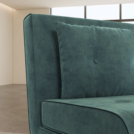 Miegamasis krėslas, Sulankstomas krėslas su lovos funkcija, Viengulė sofa su pagalvėmis, Svečių lova, Apmušta sofa su aksominiu imitacijos raštu, Tamsiai žalia, 77 x 88 x 83 cm