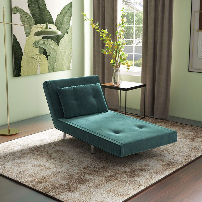 Miegamasis krėslas, Sulankstomas krėslas su lovos funkcija, Viengulė sofa su pagalvėmis, Svečių lova, Apmušta sofa su aksominiu imitacijos raštu, Tamsiai žalia, 77 x 88 x 83 cm