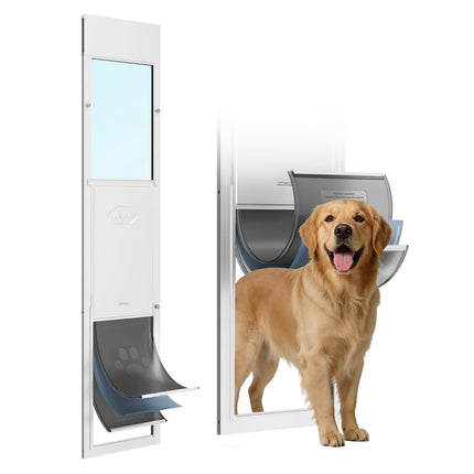 Sliding Glass Dog Door, Adjustable 75–80 In, XL Flap