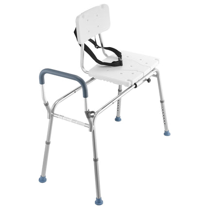 Sliding Tub Transfer Bench, 400 lb, Arms and Backrest