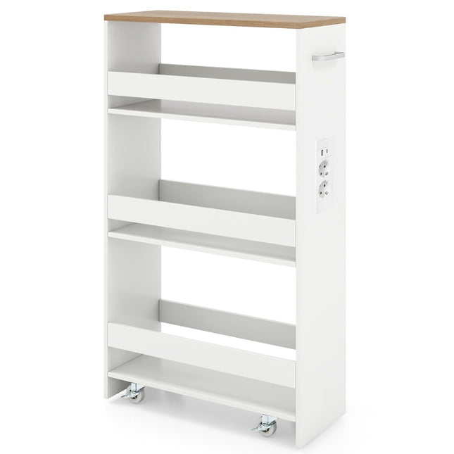 Plonas vežimėlis daiktams - 4 pakopų, 20 cm, baltas/natūralus
