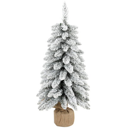 Plona balta dirbtinė Kalėdų eglutė, 90 cm, snieguota