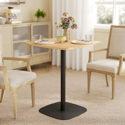 Mažas valgomojo stalas, 60 cm kvadratinis, MDF stalviršis, plieninis pagrindas