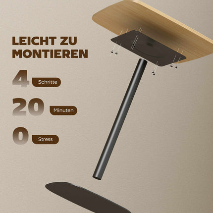 Mažas valgomojo stalas, 60 cm kvadratinis, MDF stalviršis, plieninis pagrindas