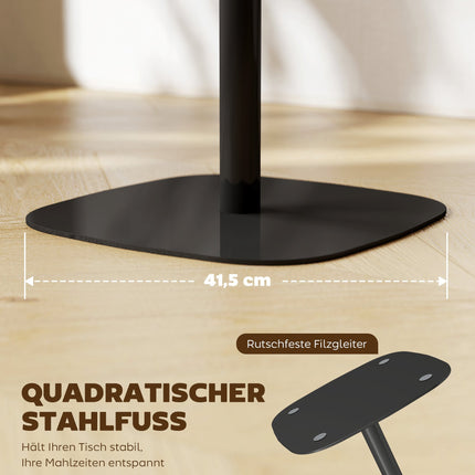 Mažas valgomojo stalas, 60 cm kvadratinis, MDF stalviršis, plieninis pagrindas