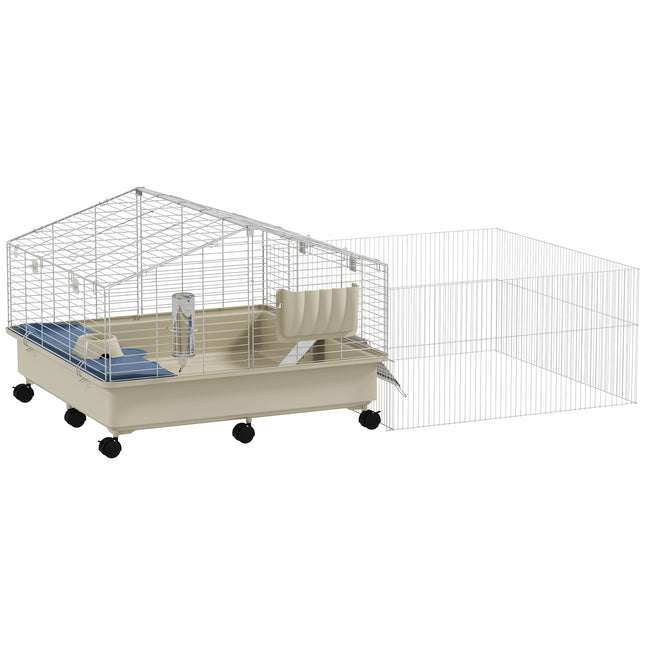 Mažų gyvūnų narvas su žaidimų aikštele, triušių narvas, mažų gyvūnų narvas su vandens buteliuku, šieno šėrimas, maisto dubenėlis, graužikų narvas su ratukais jūrų kiaulytėms ir ežiams, baltas