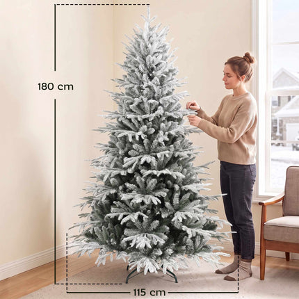 Snow Flocked Artificial Christmas Tree 180 cm with 1920 Tips, Hinged Branches