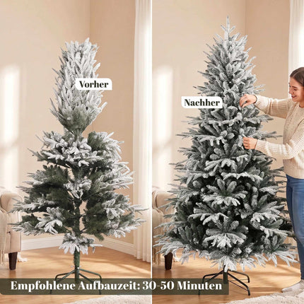 Snow Flocked Artificial Christmas Tree 180 cm with 1920 Tips, Hinged Branches