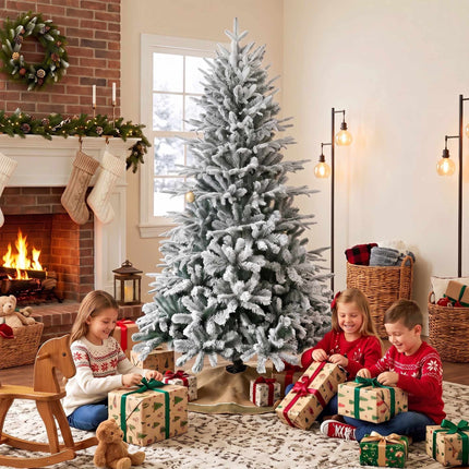 Snow Flocked Artificial Christmas Tree 180 cm with 1920 Tips, Hinged Branches