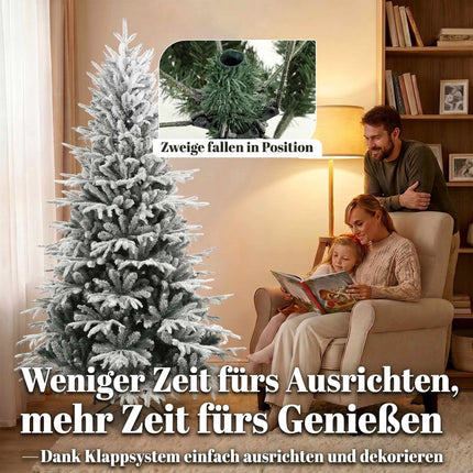 Snow Flocked Artificial Christmas Tree 180 cm with 1920 Tips, Hinged Branches