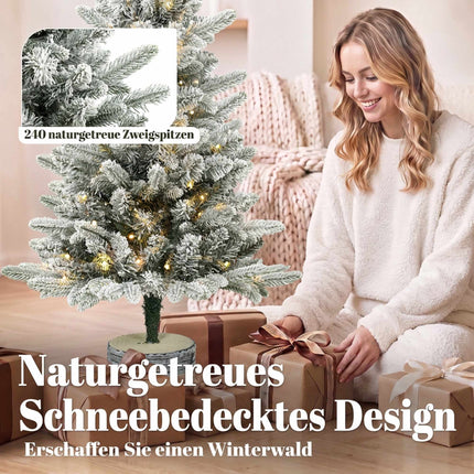 Snow Flocked Christmas Tree 90 cm with 50 Warm White LEDs, Battery Operated