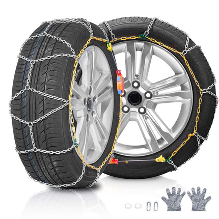 Snow Tire Chains, Manganese Steel, Set of 2, Auto Tighten