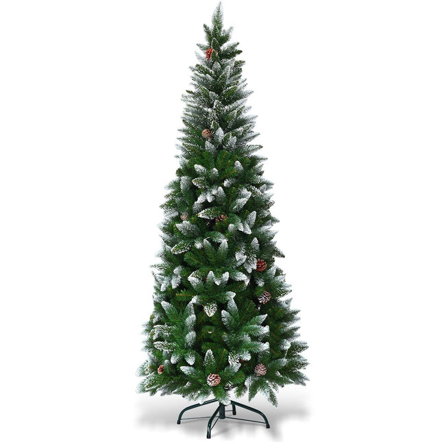 Sniegu padengta Kalėdų eglutė su metaliniu stovu ir 630 PVC spyglių galiukais, 220 cm